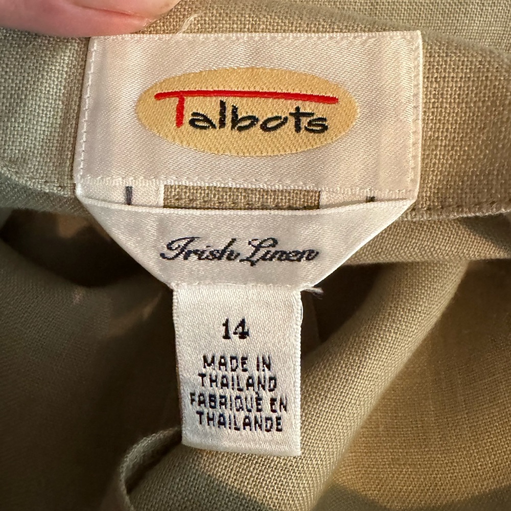 Talbots Womens 100% Linen Button Up Shirt 14 Coastal 90s Minimalist Fisherman - Picture 4 of 5